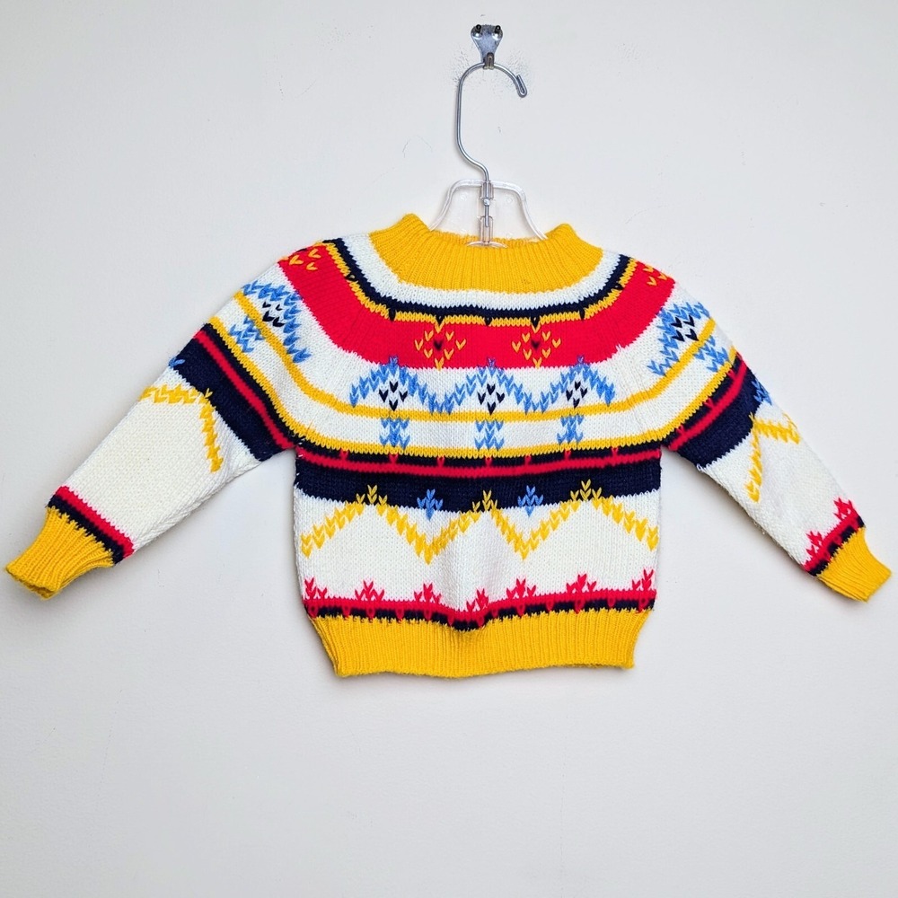 Vintage Montgomery Ward 80s Holiday Colorful Toddler Sweater Size 18-24 Months
